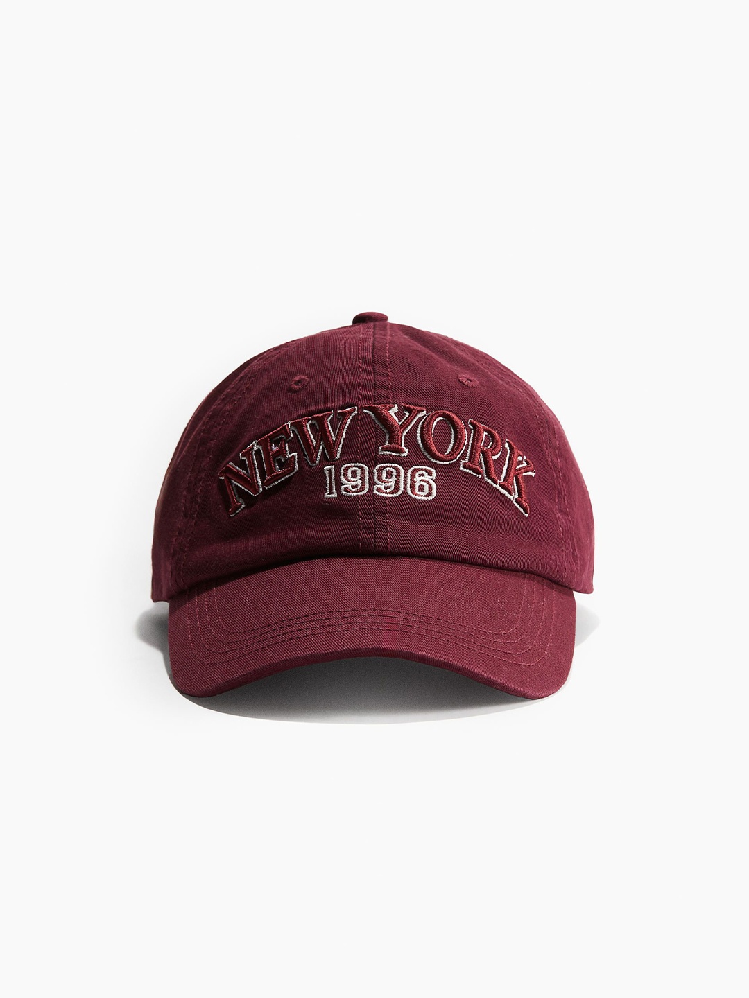 

H&M Women Embroidered Cotton Twill Caps, Maroon