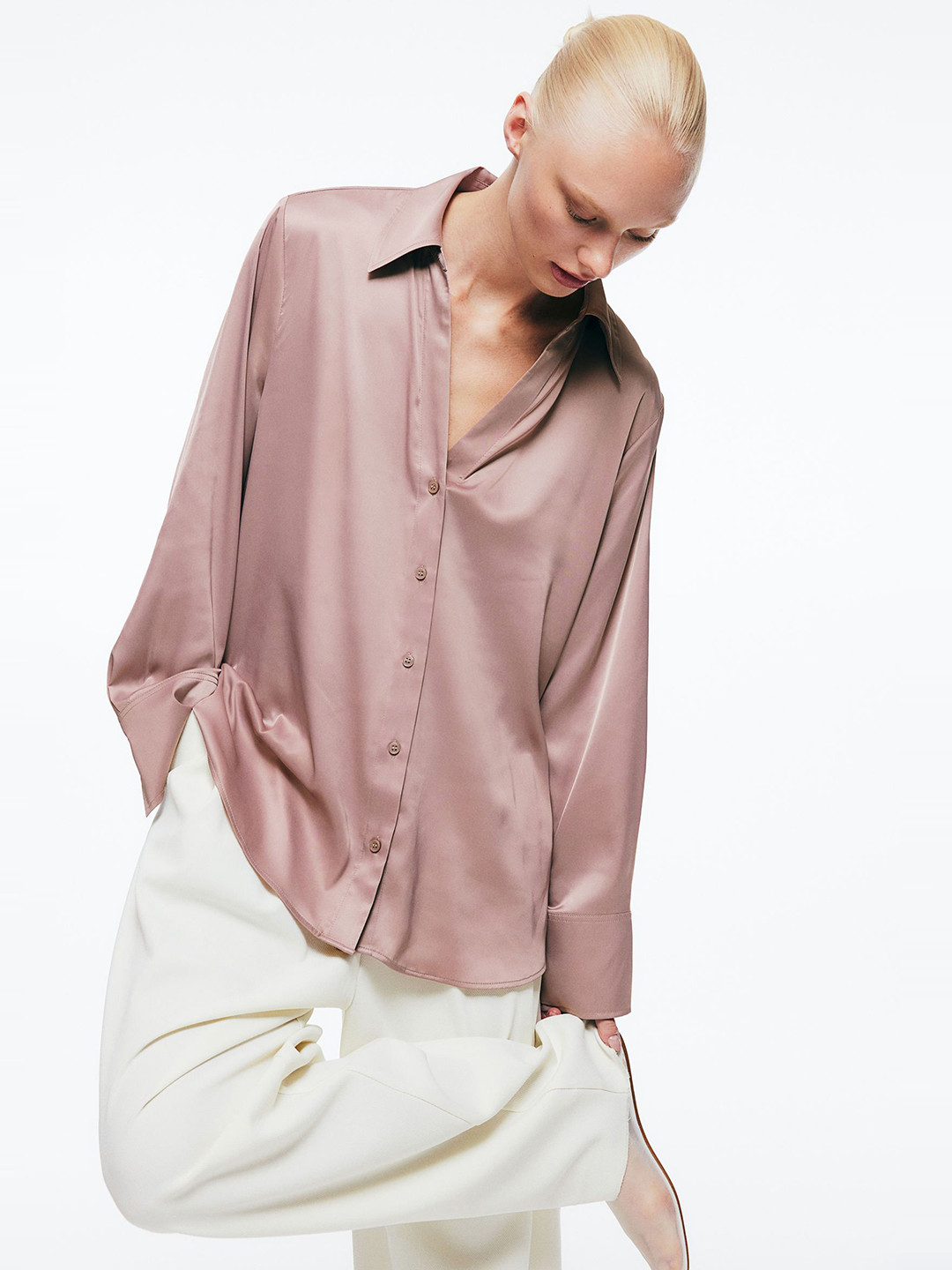 

H&M V-Neck Blouse, Pink