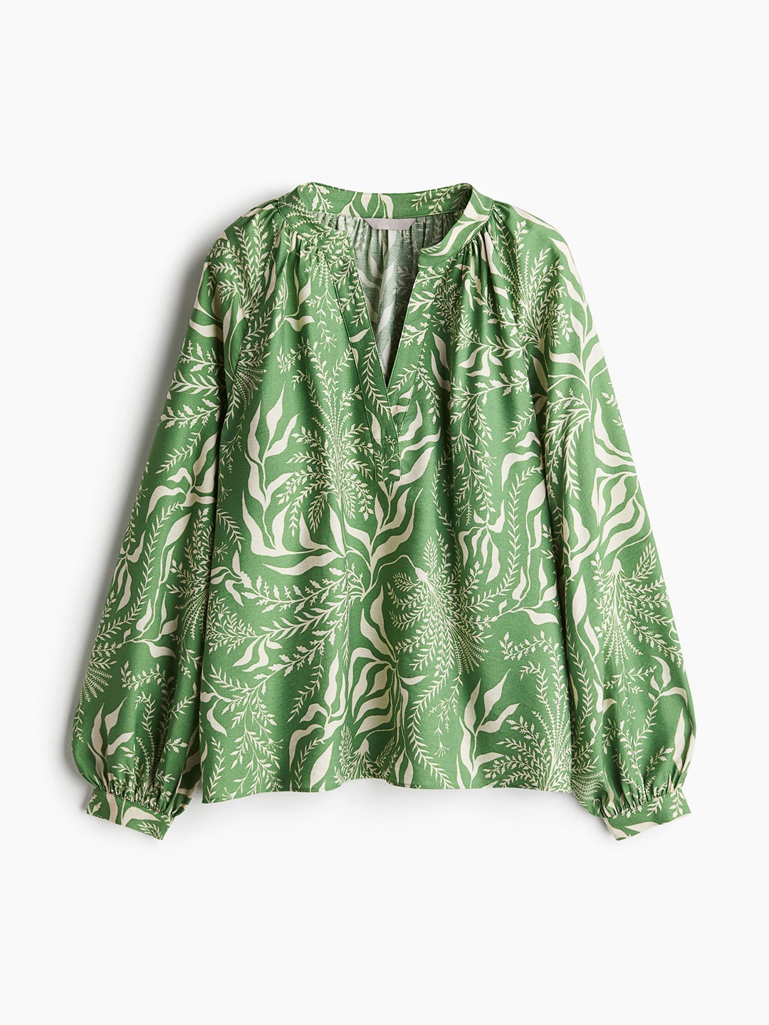 

H&M Women Balloon-Sleeved Blouse, Green