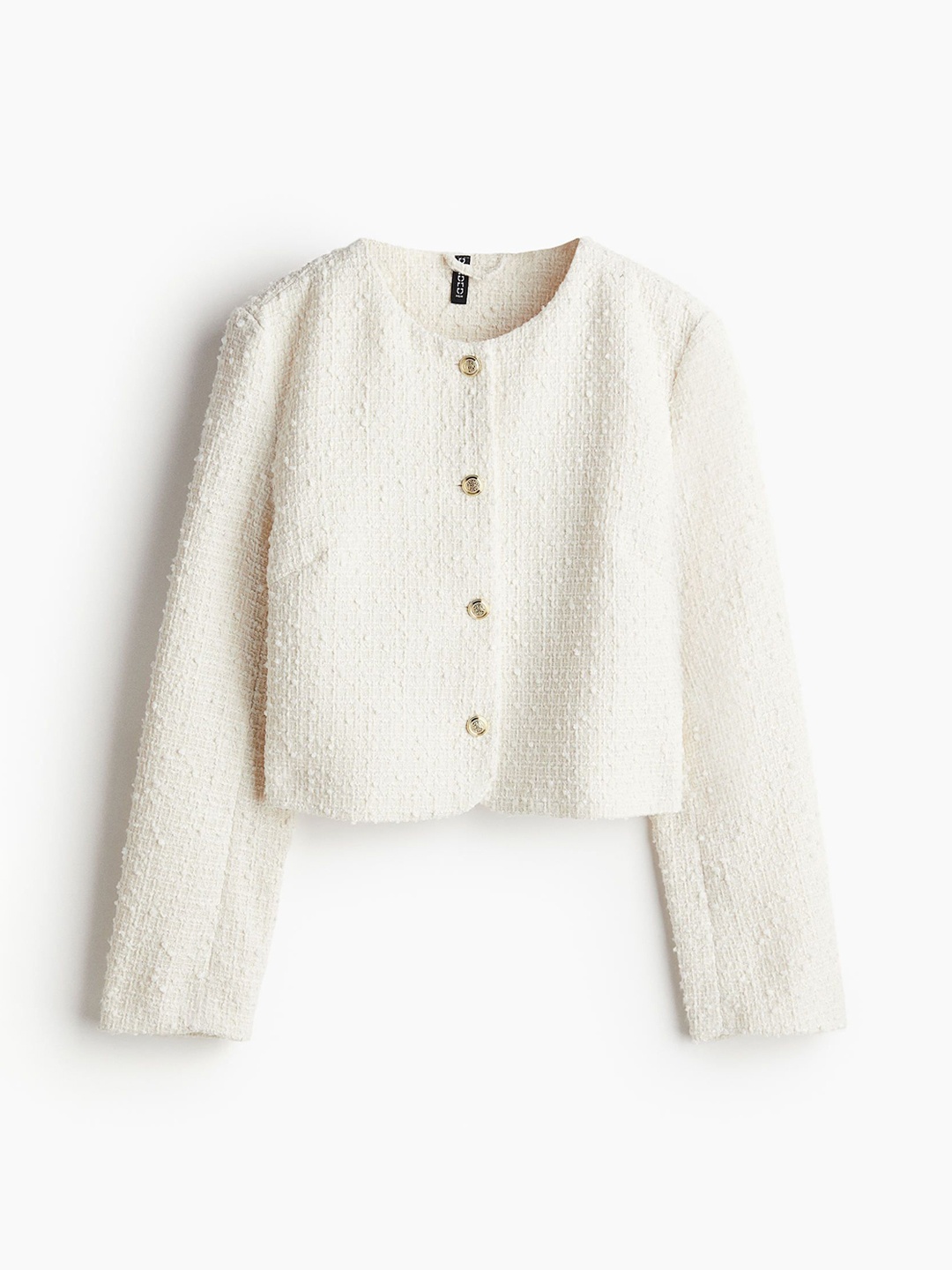 

H&M Women Short Boucl Jacket, White