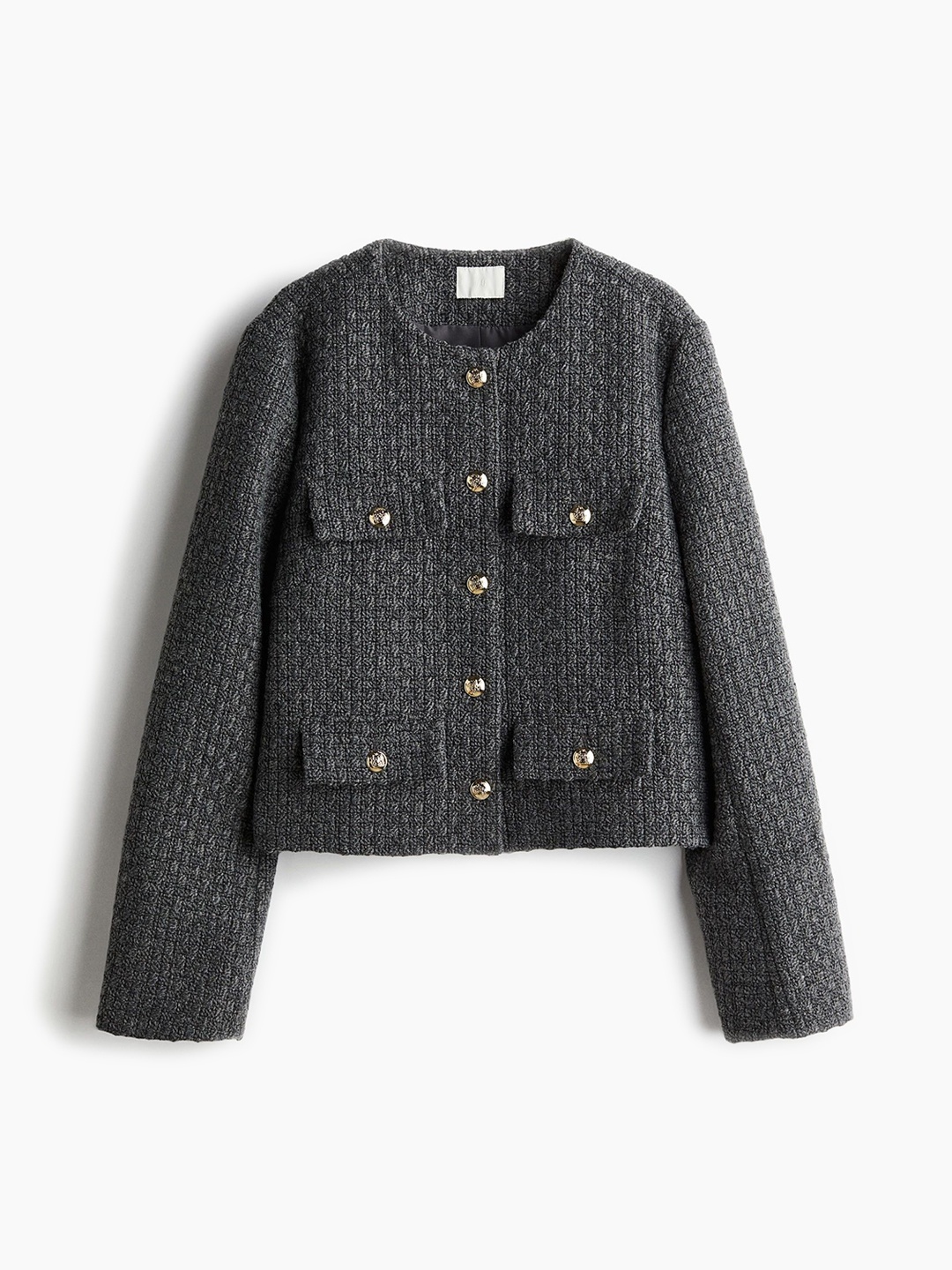 

H&M Women Collarless Jacket, Grey