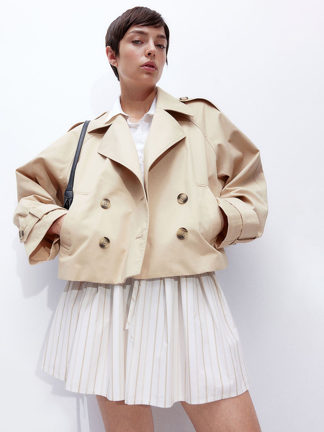 

H&M Women Short Trench Coat, Beige