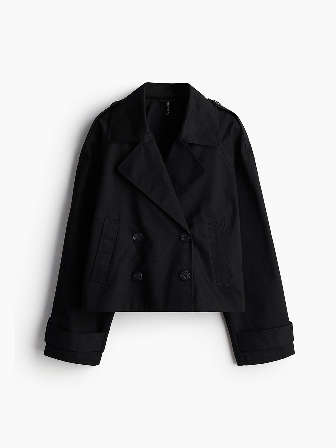 

H&M Women Short Trench Coat, Black