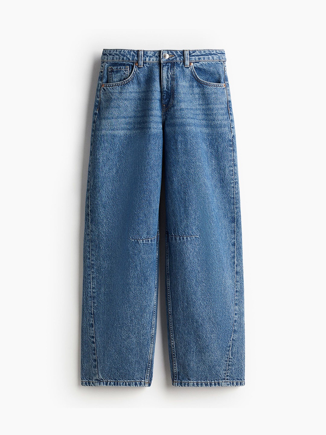 

H&M Women Barrel Slash Knee Light Fade Jeans, Blue