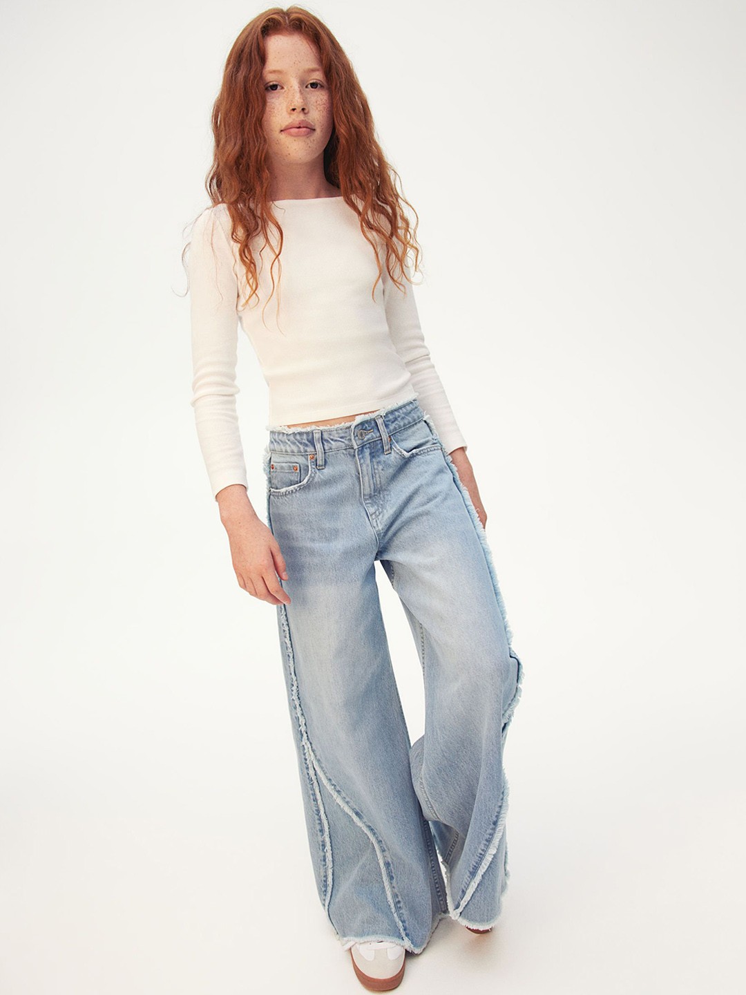 

H&M Girls Super Wide Leg Jeans, Blue