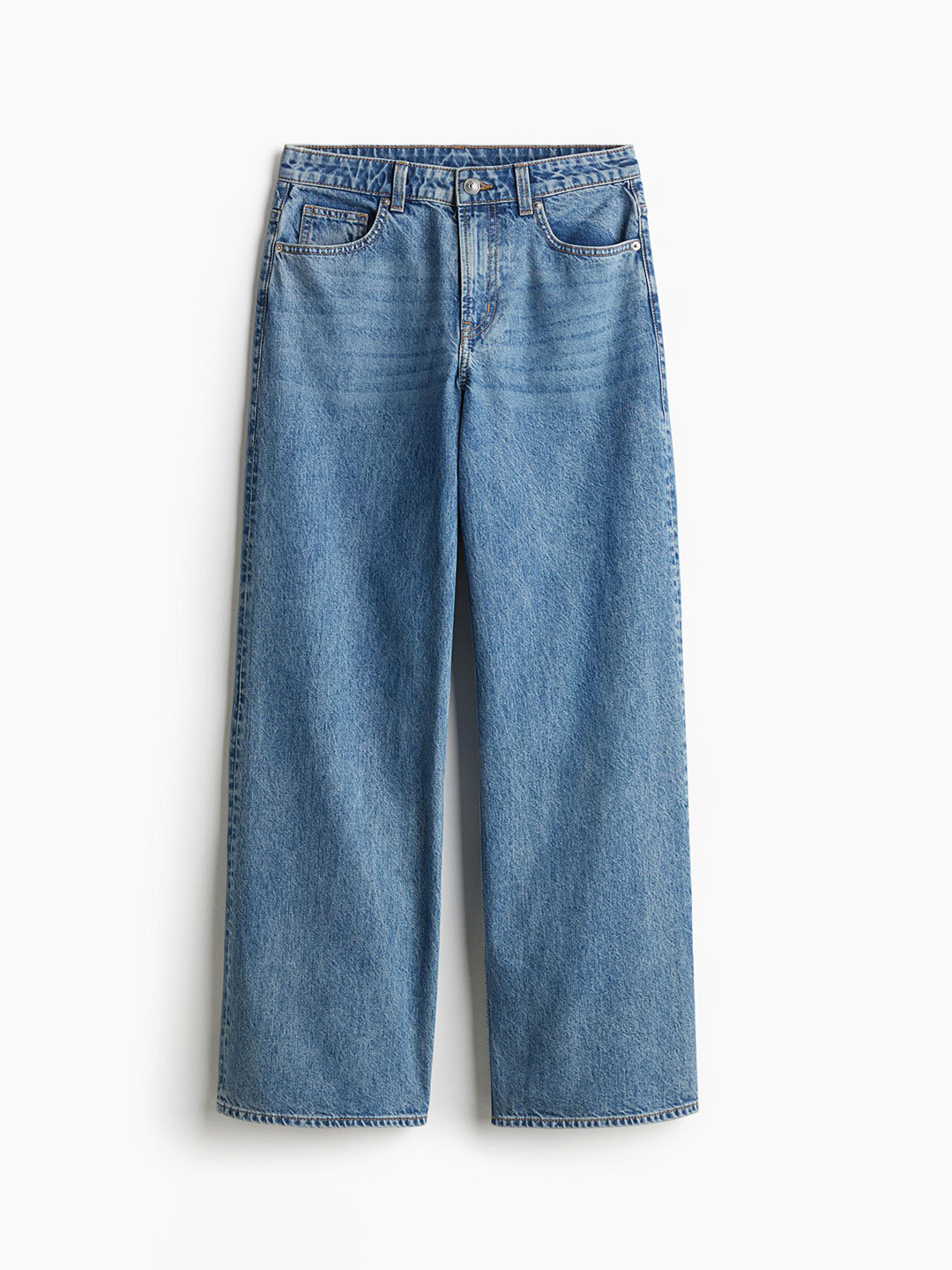 

H&M Women Relaxed Fit Light Fade Streachable Baggy Jeans, Blue