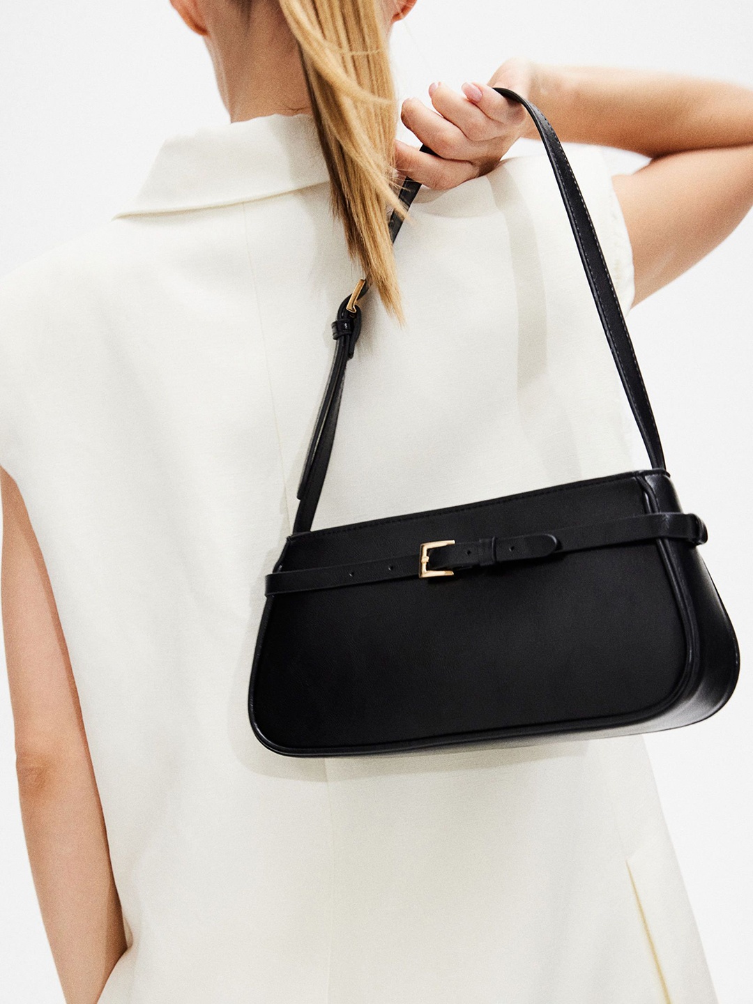 

H&M Women Belt-Detail Shoulder Bag, Black