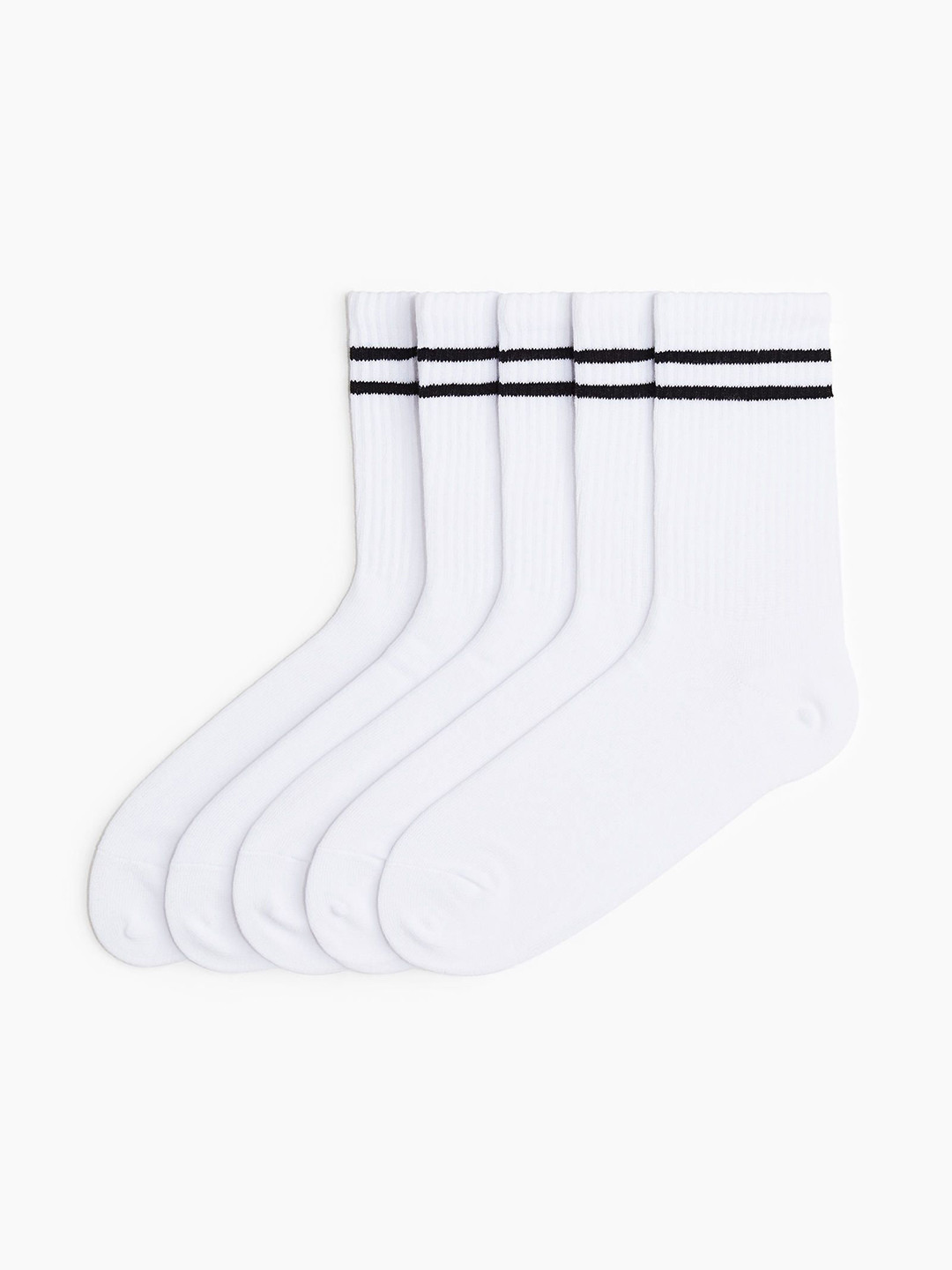 

H&M Pack Of 5 Ankle-Length Sports Socks, White