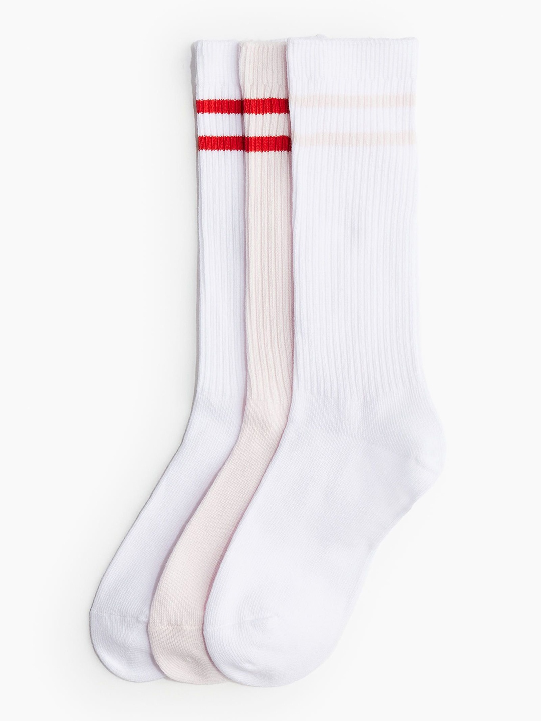 

H&M Boys Pack Of 3 Knee-High Sports Socks, White