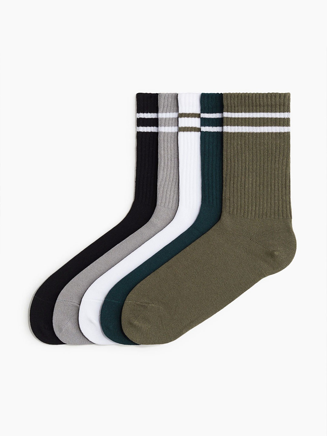 

H&M Pack Of 5 Men Sports Socks, Green