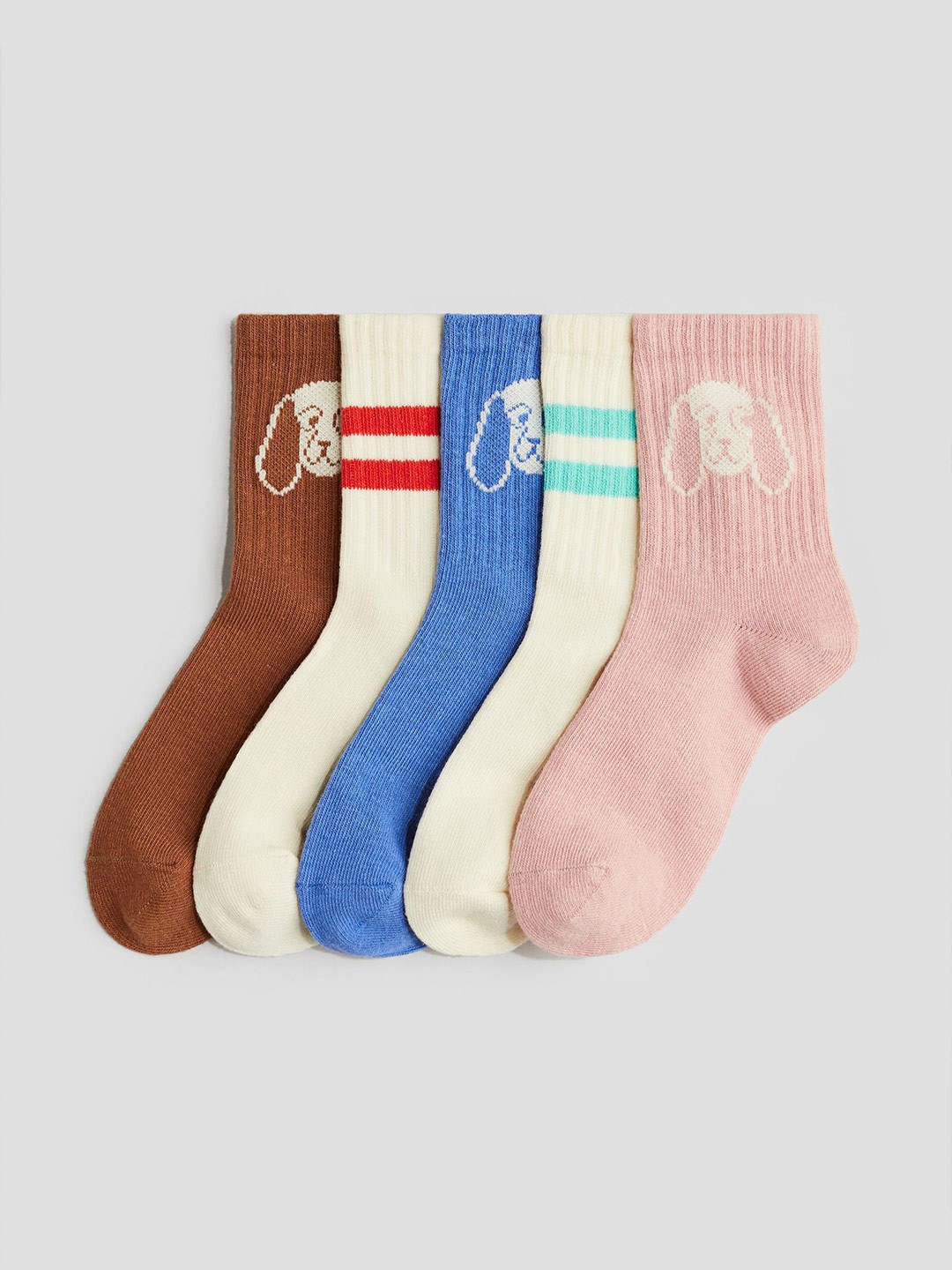 

H&M Girls Pack Of 5 Calf Length Socks, Blue