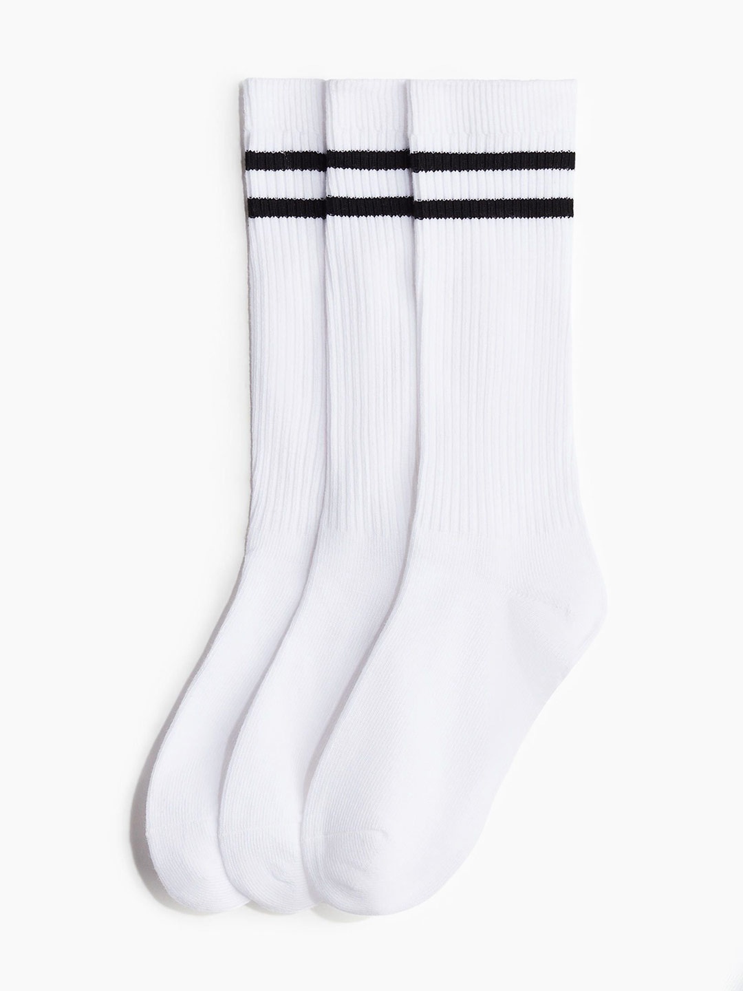 

H&M Boys Pack Of 3 Knee-High Sports Socks, White
