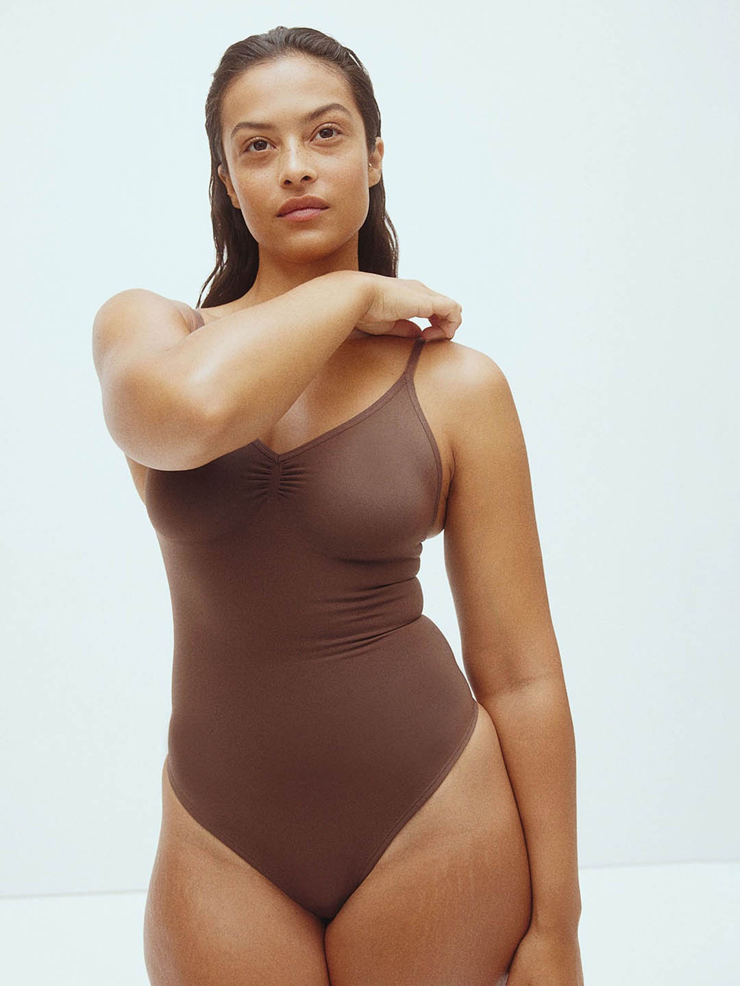 

H&M Stretchy & Sculpting Firm Shape Thong Bodysuit, Brown