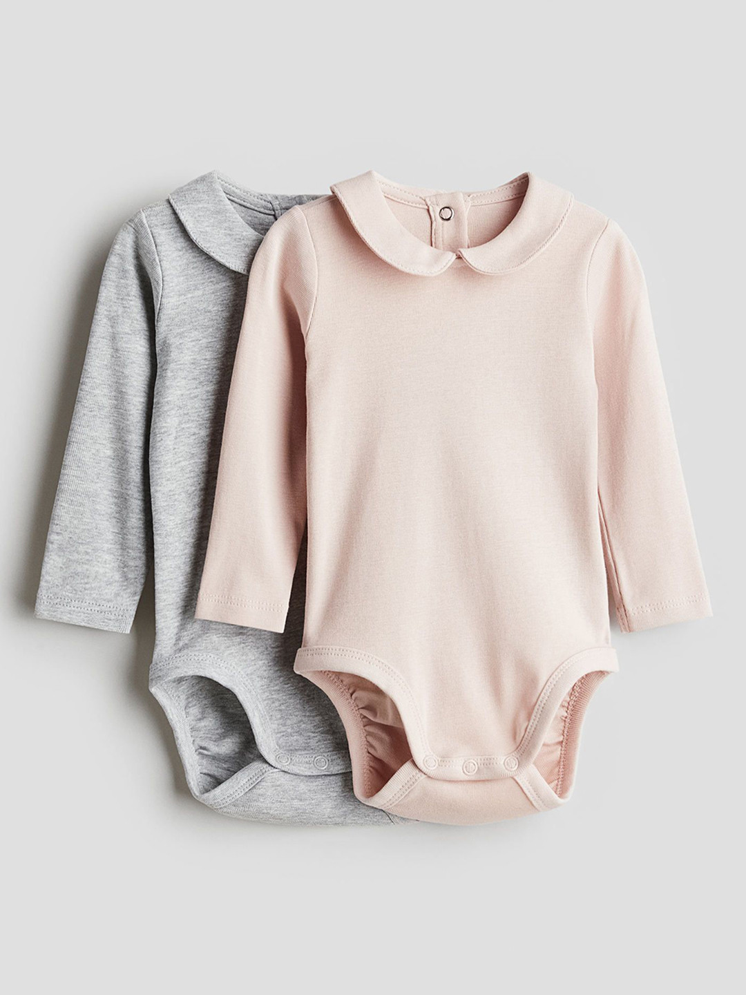 

H&M Boys 2-Pack Long-Sleeved Bodysuits, Peach