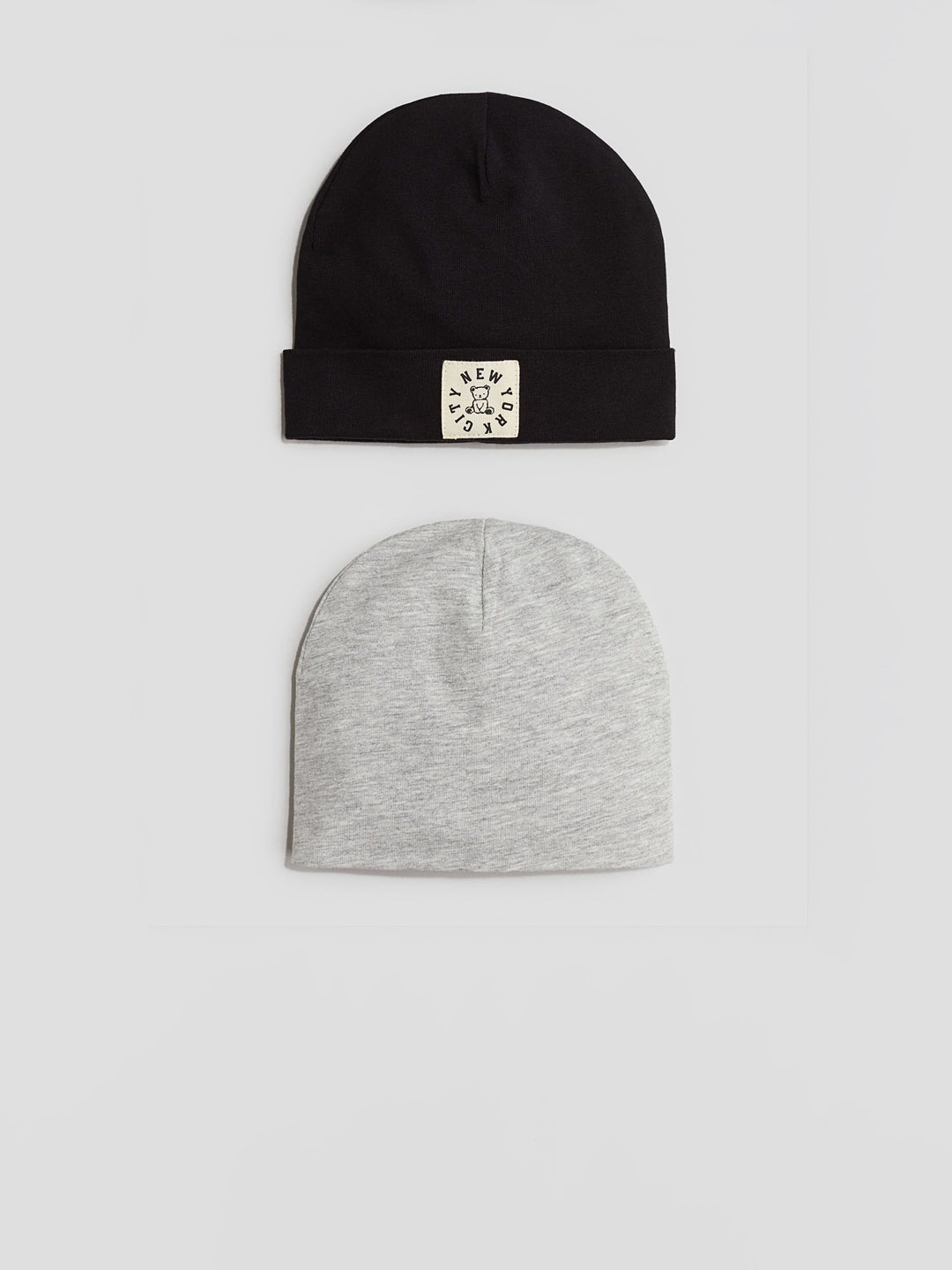 

H&M Infant Boys Pack Of 2 Cotton Jersey Beanies, Black
