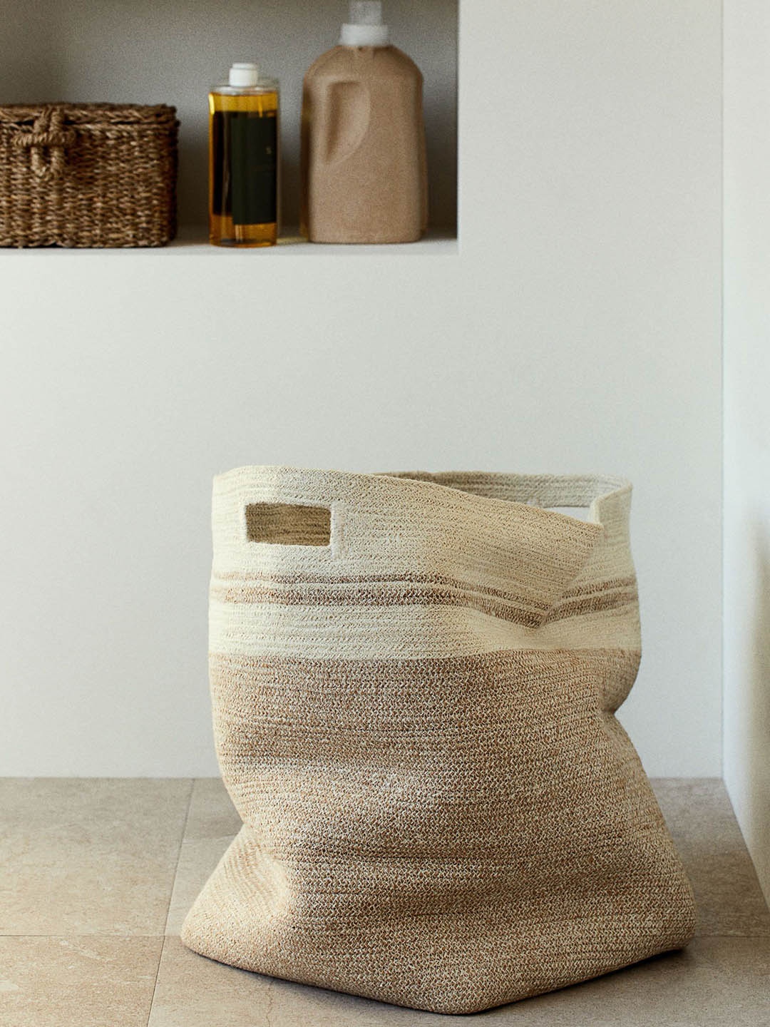 

H&M Beige Jute Laundry Bag
