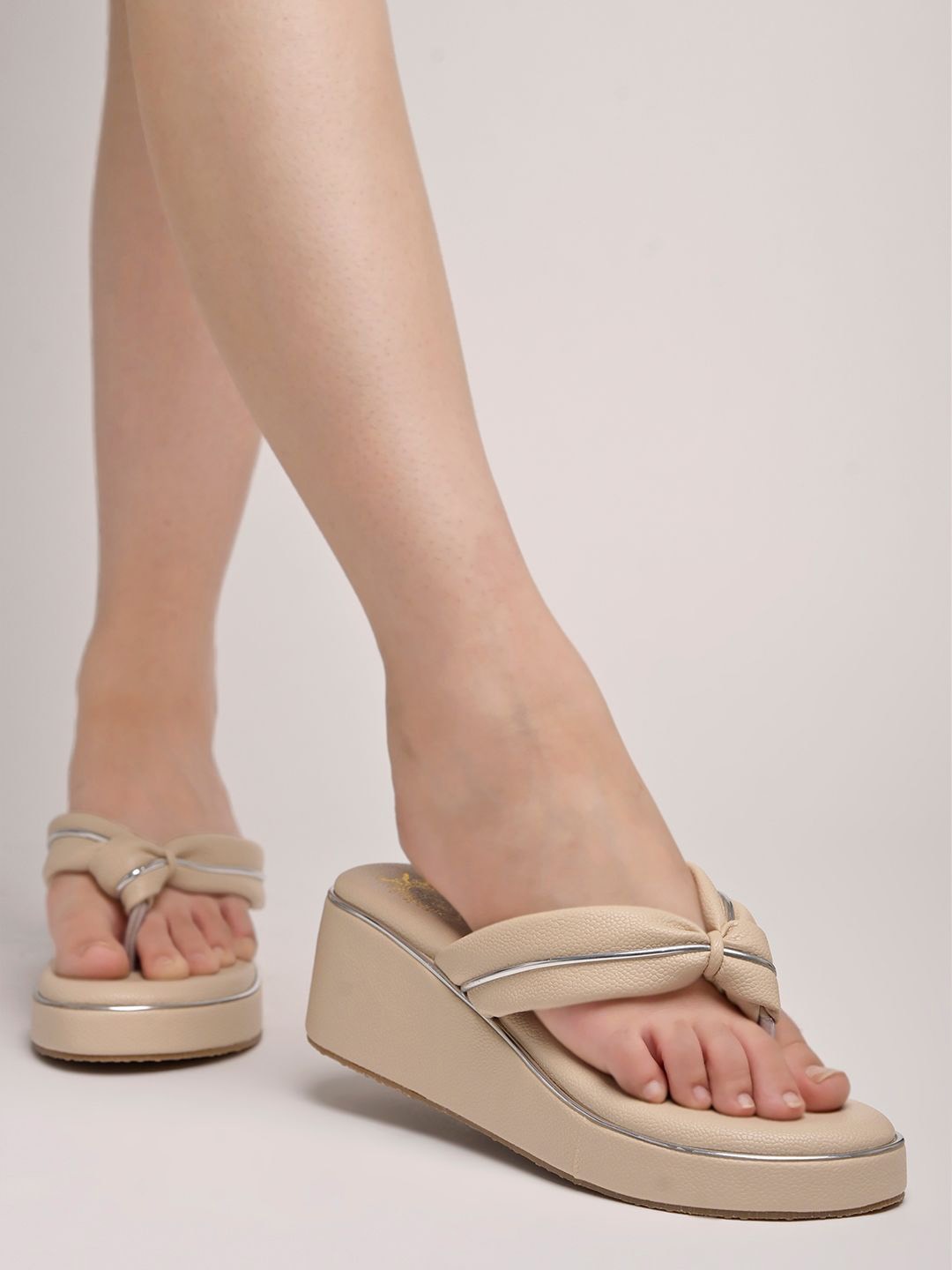 

Shoetopia Textured Wedge Sandals, Beige