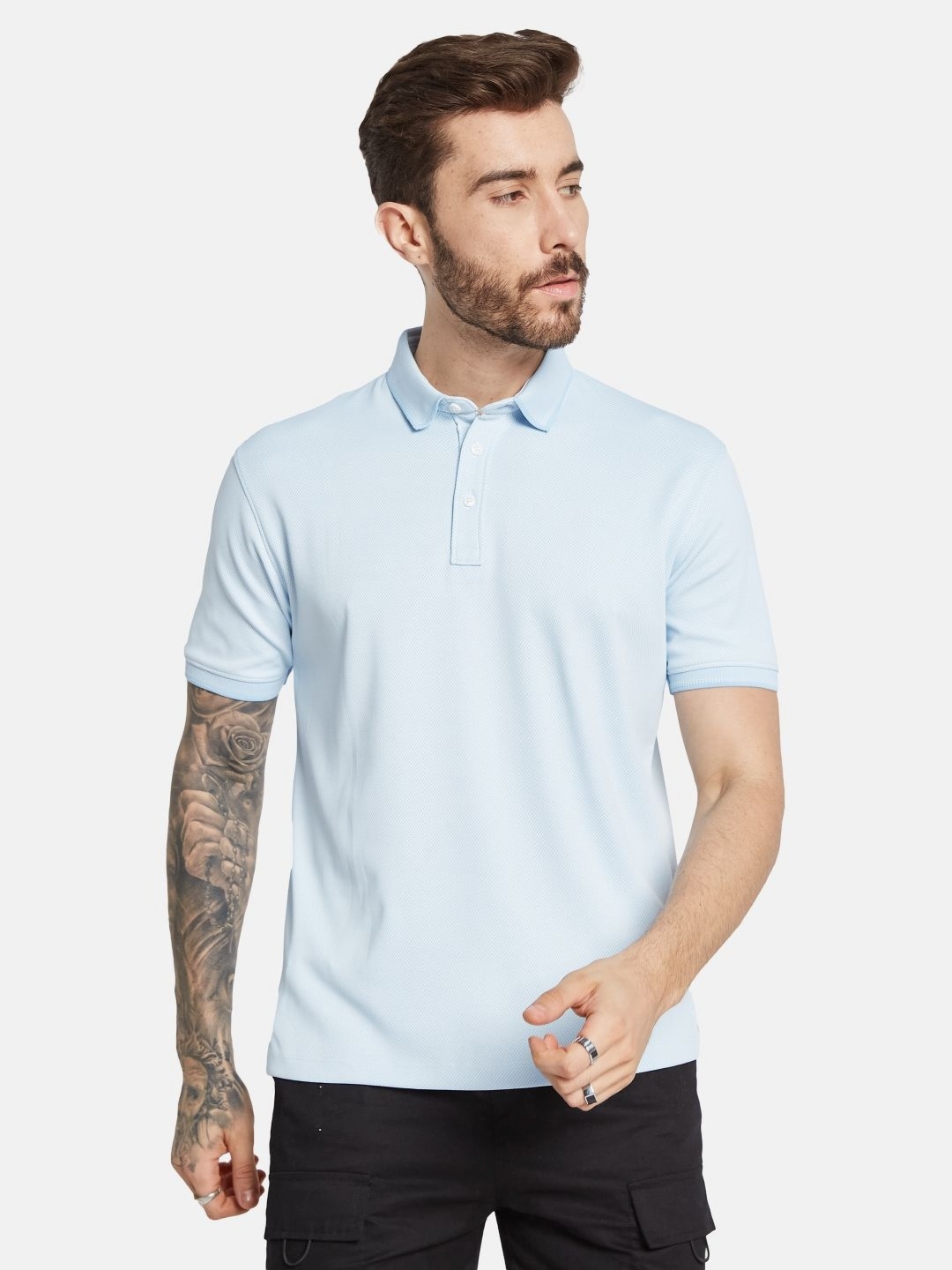 

Octave Men Solid Polo Collar T-shirt, Blue