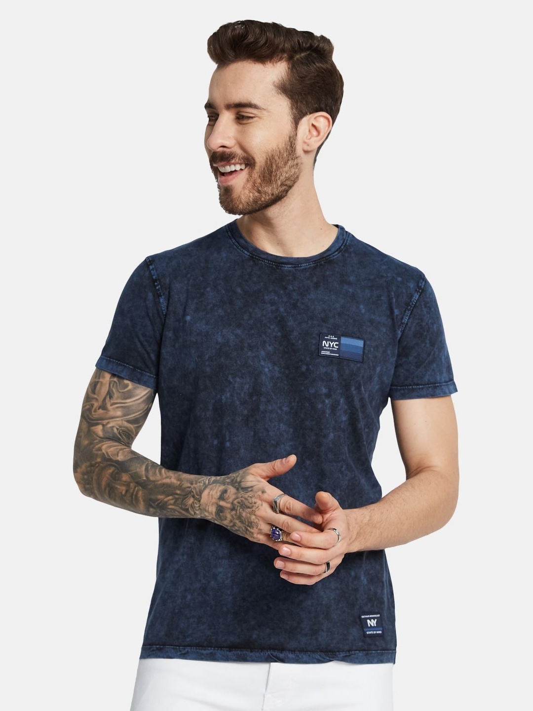 

Octave Men Solid Dyed Round Neck T-shirt, Blue