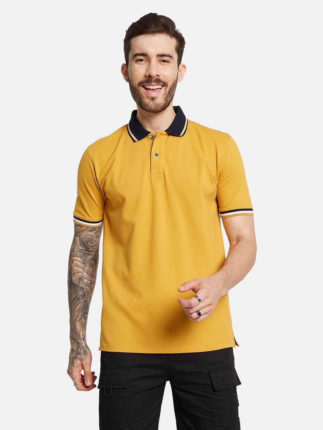 

Octave Men Solid Polo Collar T-shirt, Yellow