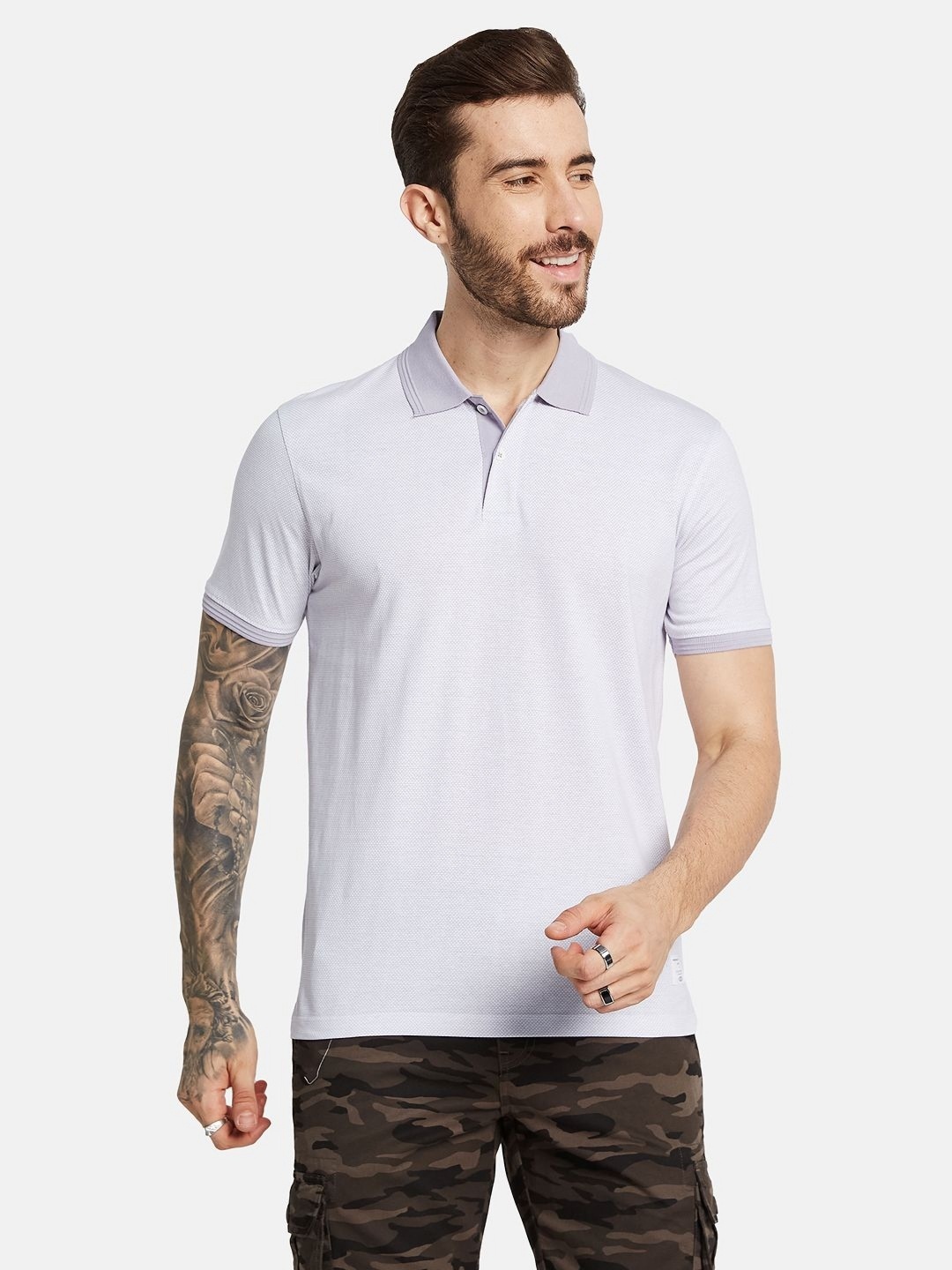 

Octave Men Solid Polo Collar T-shirt, Purple