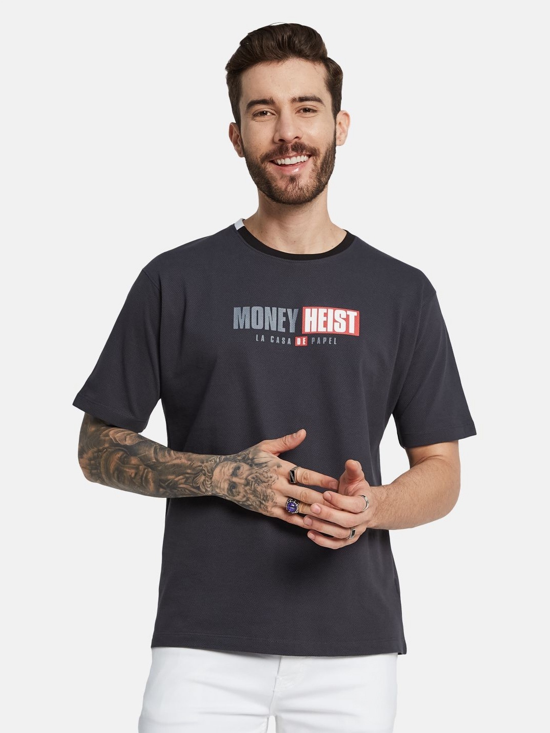 

Octave Men Money Heist Typography Printed T-shirt, Charcoal