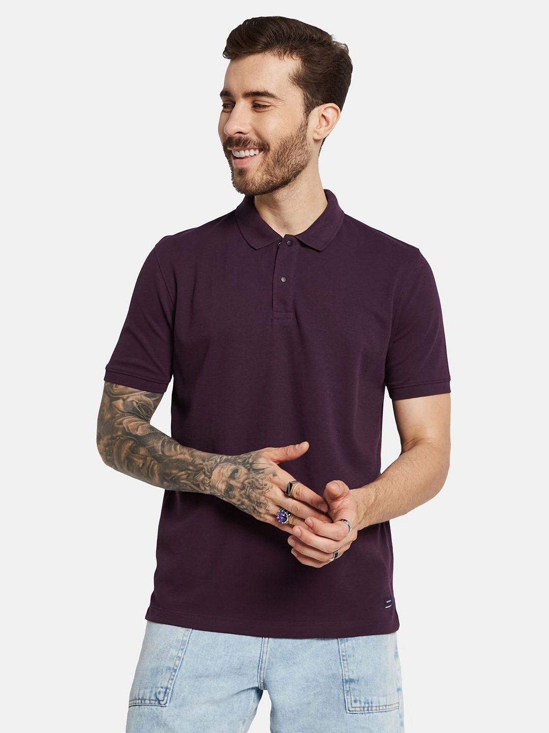 

Octave Men Solid Polo Collar T-shirt, Maroon