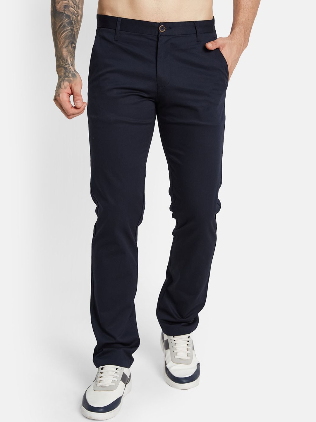

Octave Men Low-Rise Trousers, Navy blue