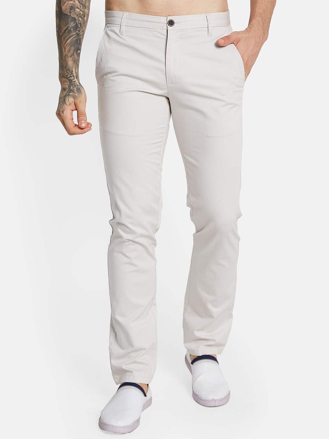 

Octave Men Solid Mid-Rise Regular fit Cotton Regular Trousers, Off white