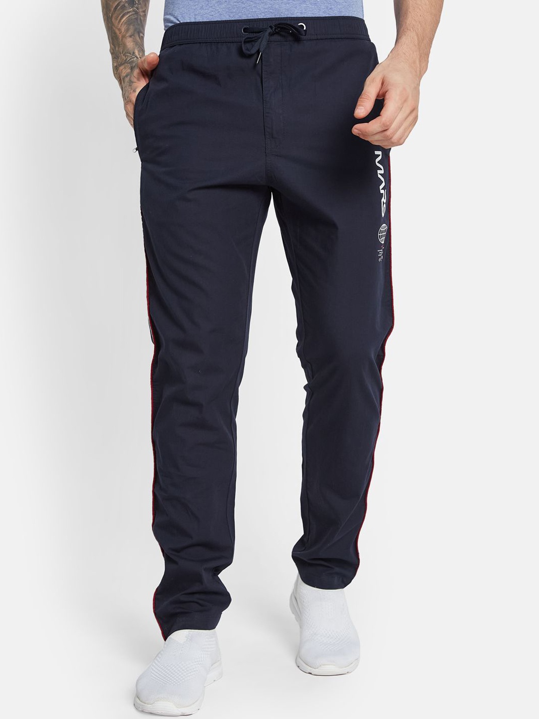 

Octave Men Solid Regular Fit Mid Rise Regular Track Pants, Navy blue