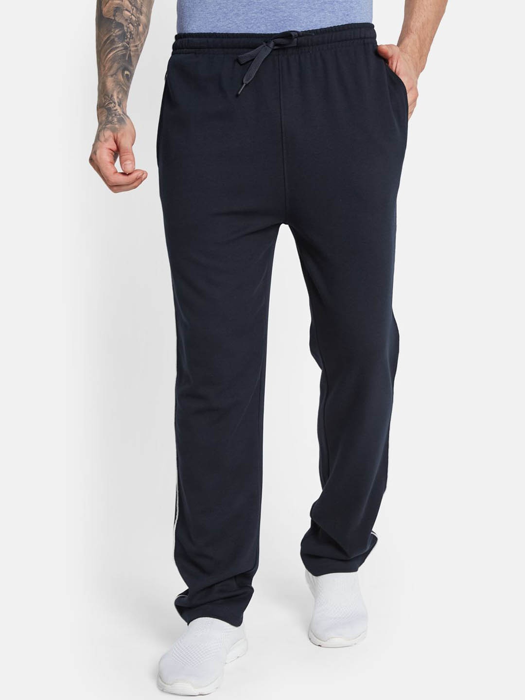 

Octave Men Side Panel Details Cotton Regular Fit Track Pants, Navy blue