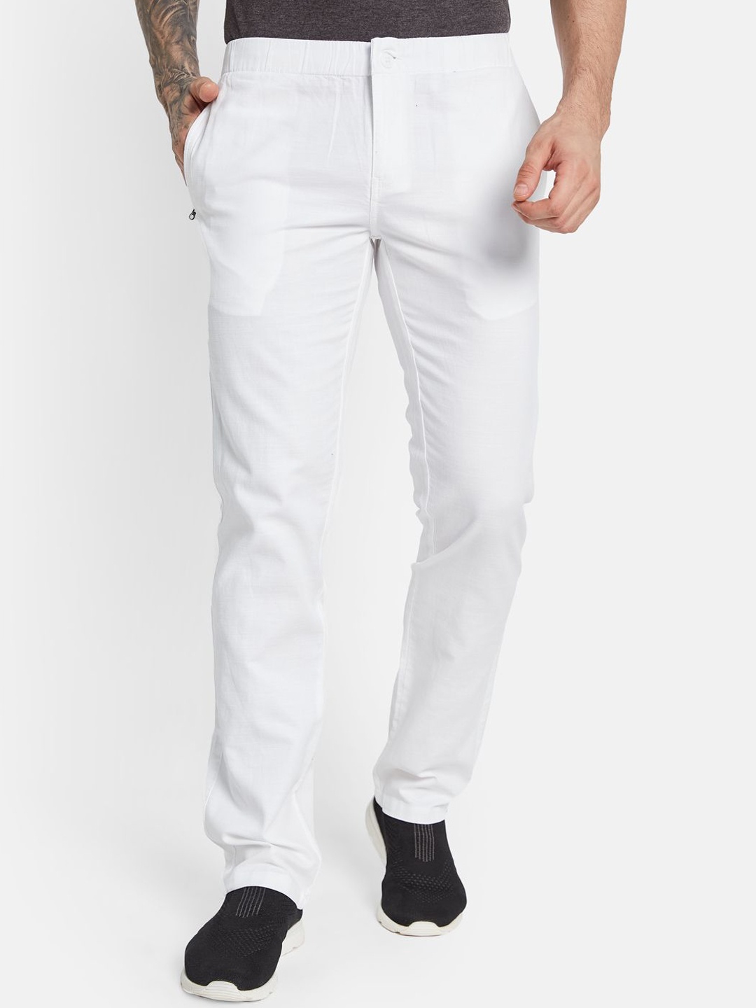 

Octave Men Mid-Rise Cotton Trousers, White