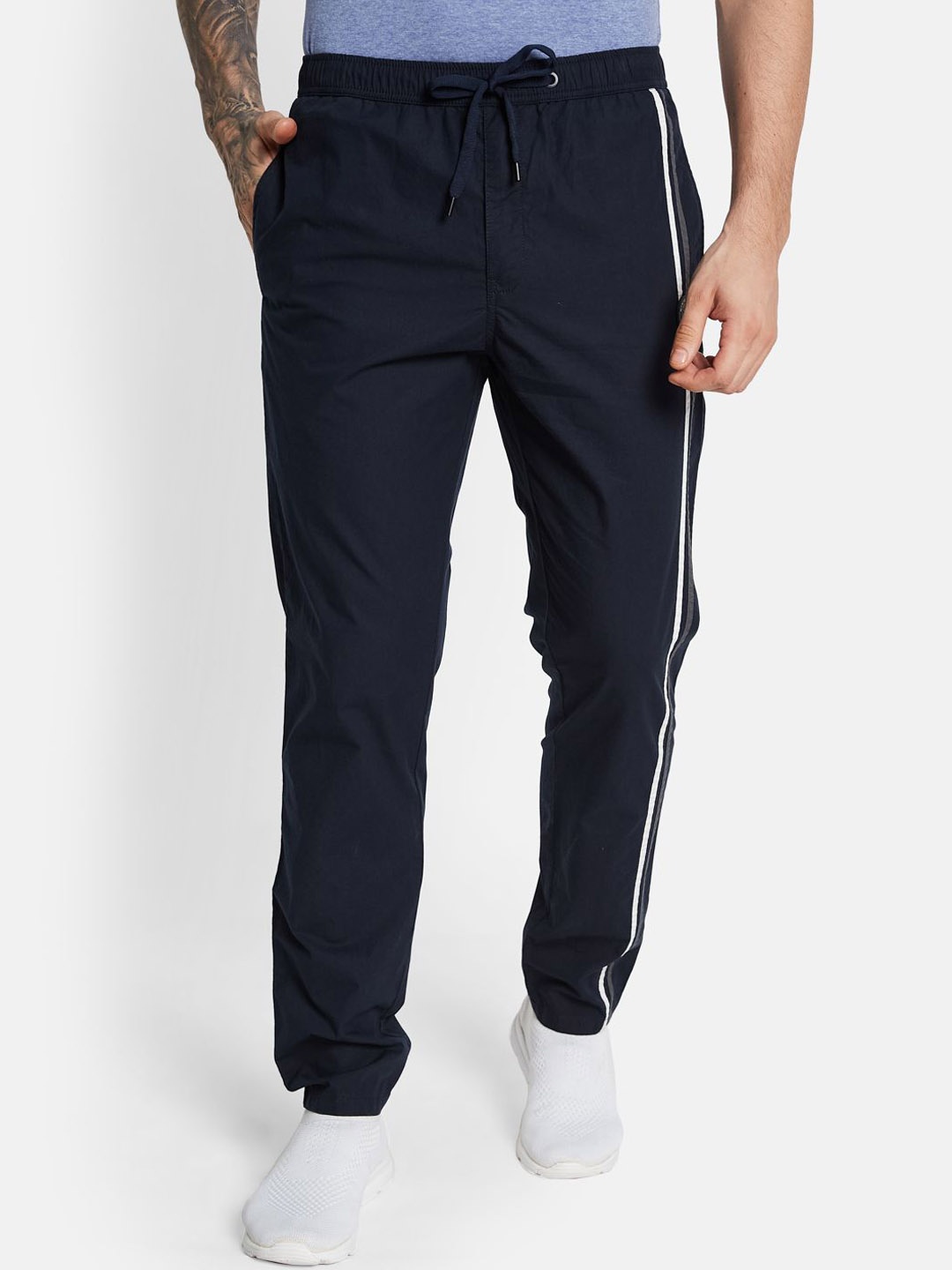 

Octave Men Side Panel Details Cotton Regular Fit Track Pants, Navy blue