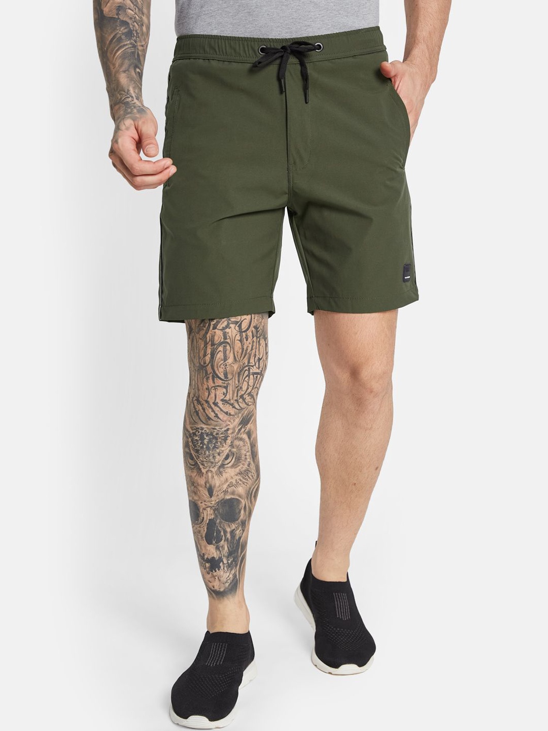 

Octave Men Solid Above Knee Regular Fit Mid-Rise Regular Shorts, Olive