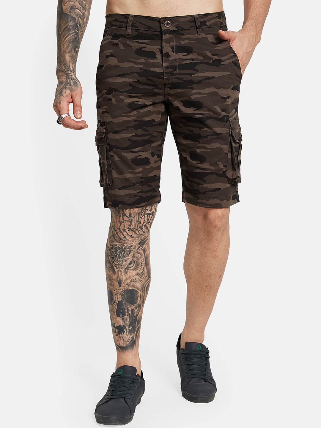 

Octave Men Printed Regular Fit Shorts, Olive