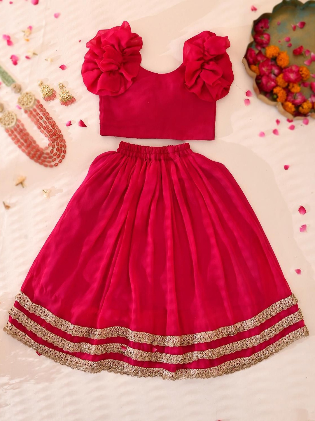 

Rangpur Girls Gotta Patti Ready to Wear Lehenga & Choli, Magenta