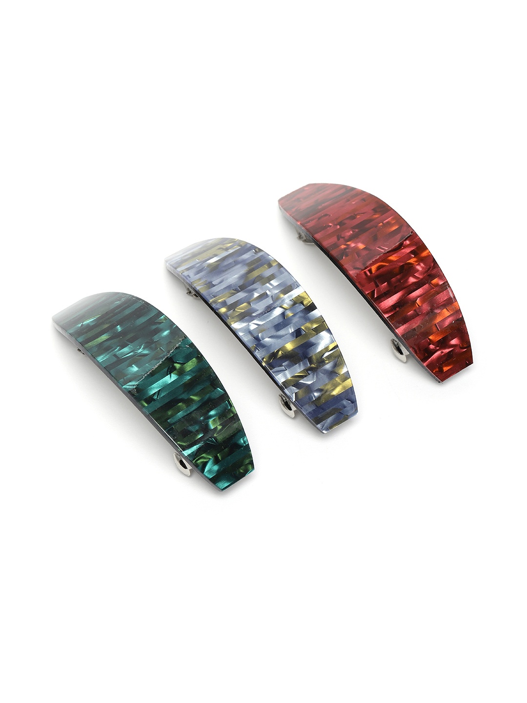 

LAIDA Women Set of 3 French Barrettes, Green