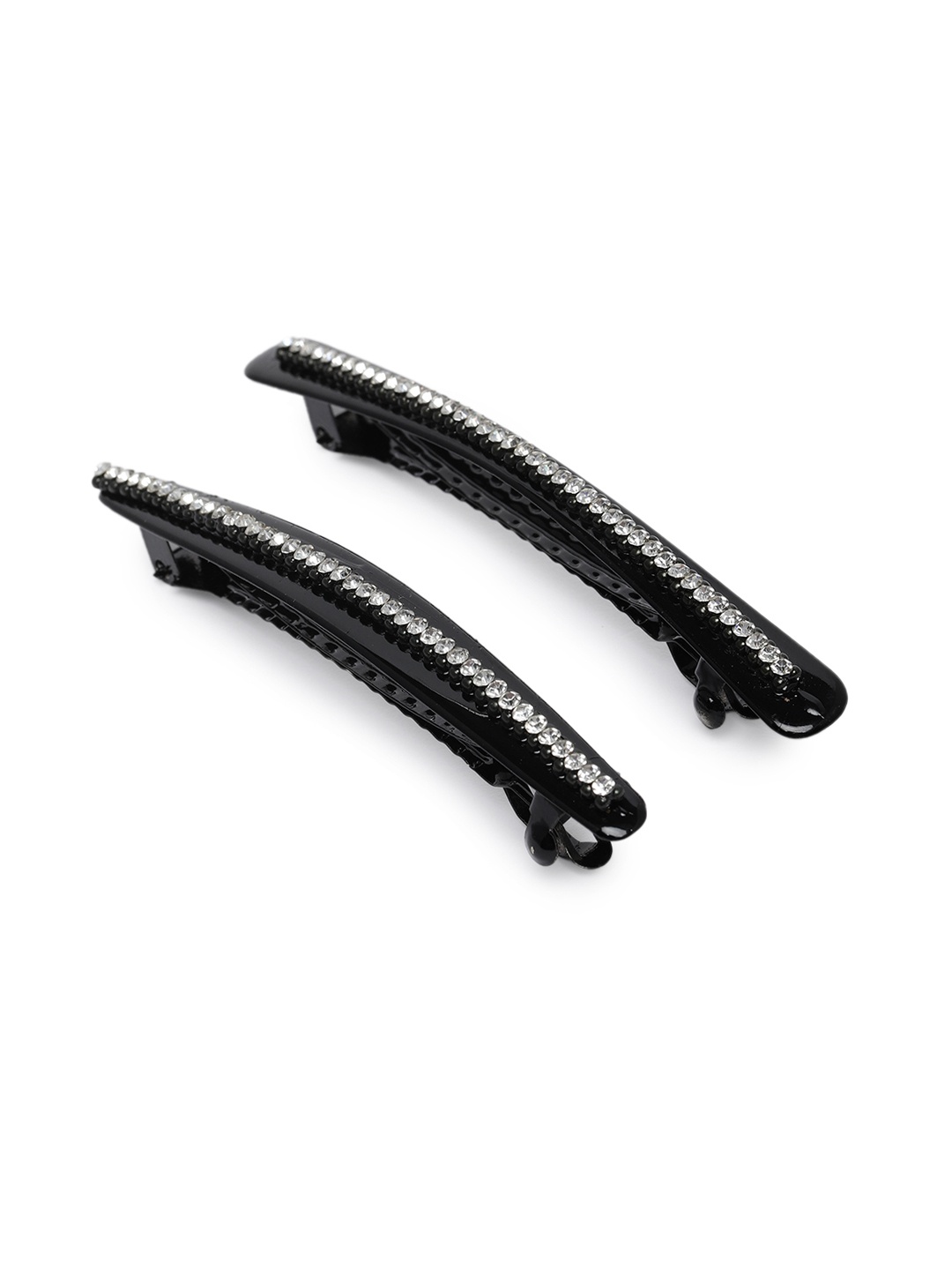 

LAIDA Women Set of 2 Embellished French Barrettes, Black
