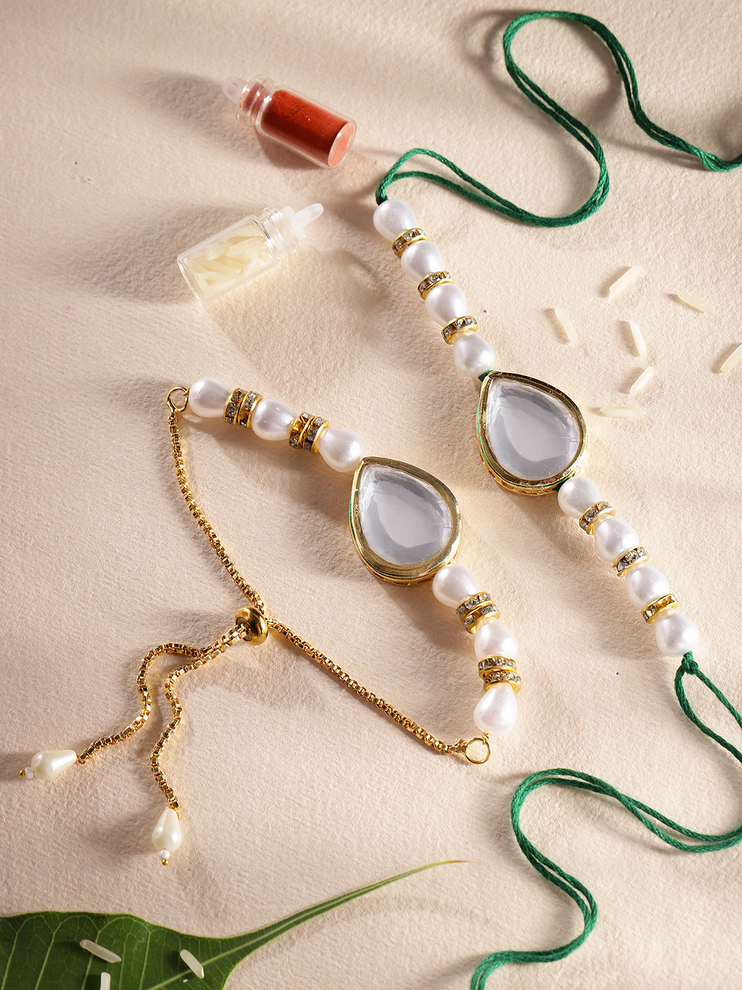 

House of Pataudi Kundan Bhaiya Bhabhi Rakhi Gift Set, Gold
