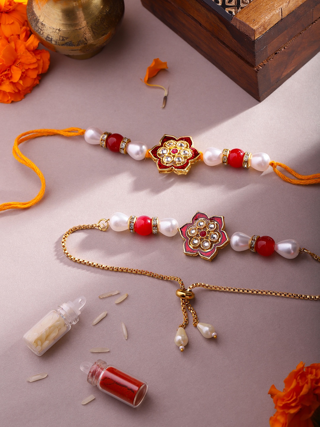 

House of Pataudi Kundan Bhaiya Bhabhi Rakhi Gift Set, Maroon