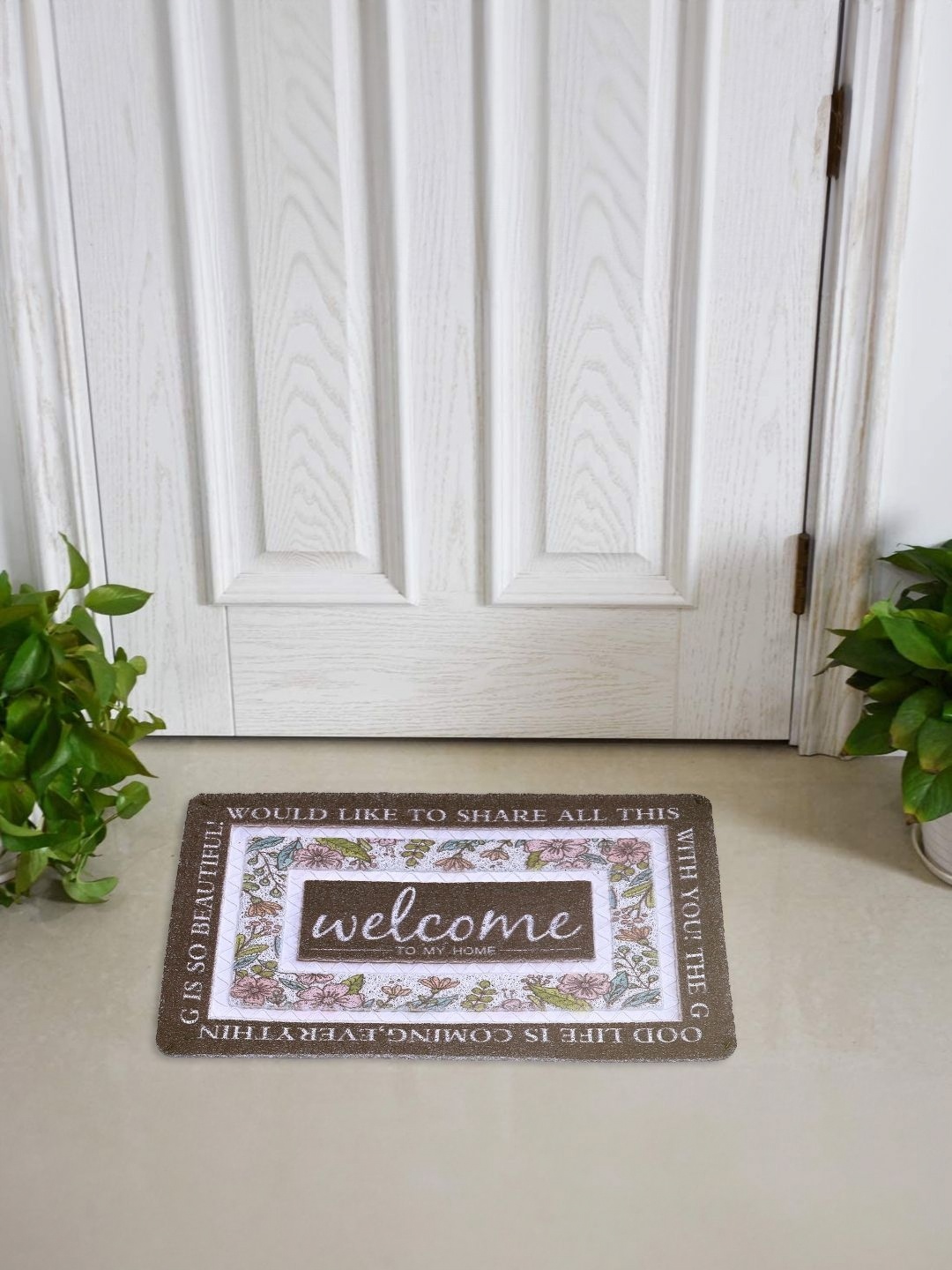

Cortina Brown & White Self-Designed Anti-Skid Doormat