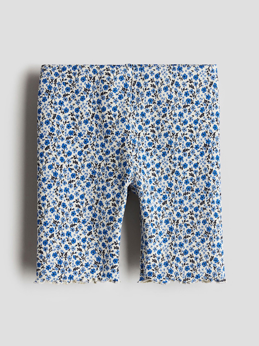

H&M Girls Floral Printed Washed-Look Cycling Shorts, Blue