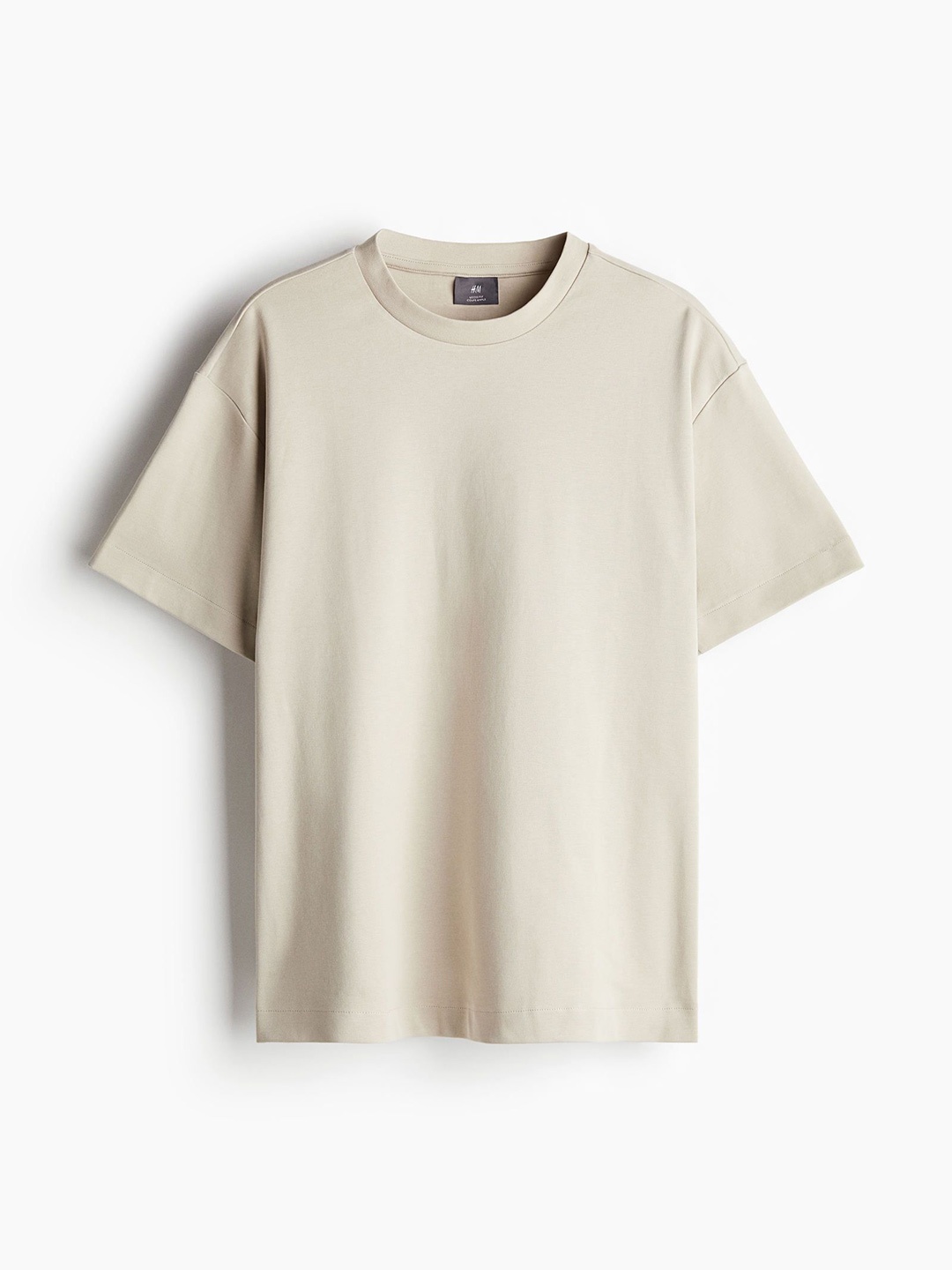 

H&M Men Loose-Fit Pure Cotton T-Shirt, Beige