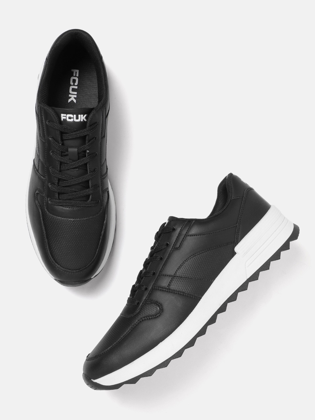 

FCUK Men Contrast Sole Sneakers, Black