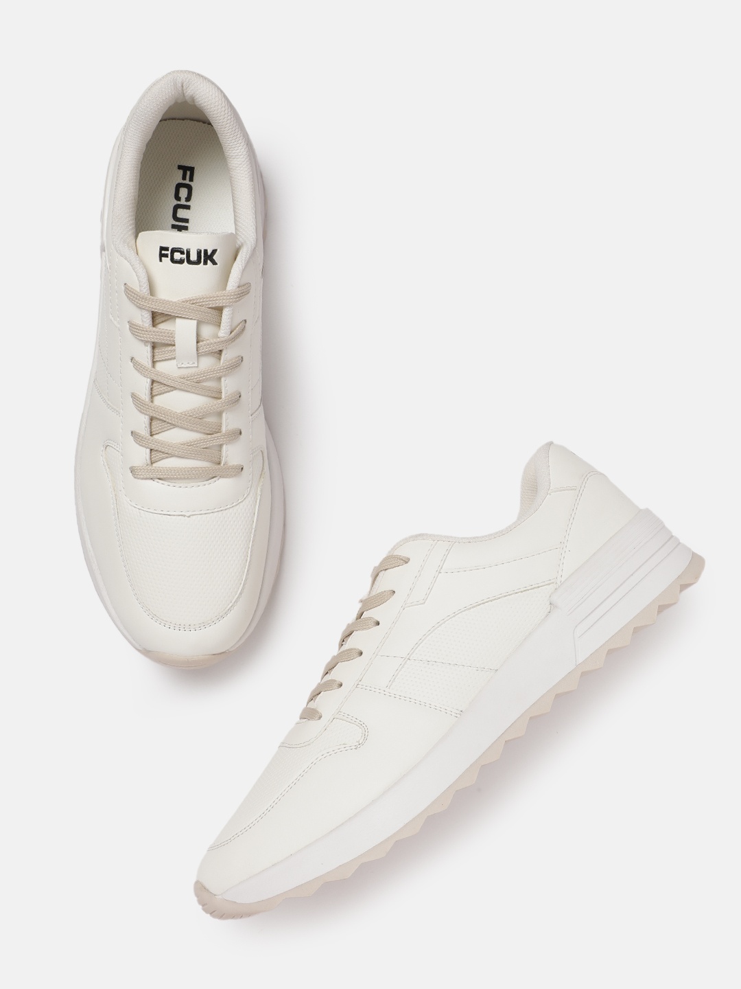 

FCUK Men Textured Detailing Sneakers, Off white