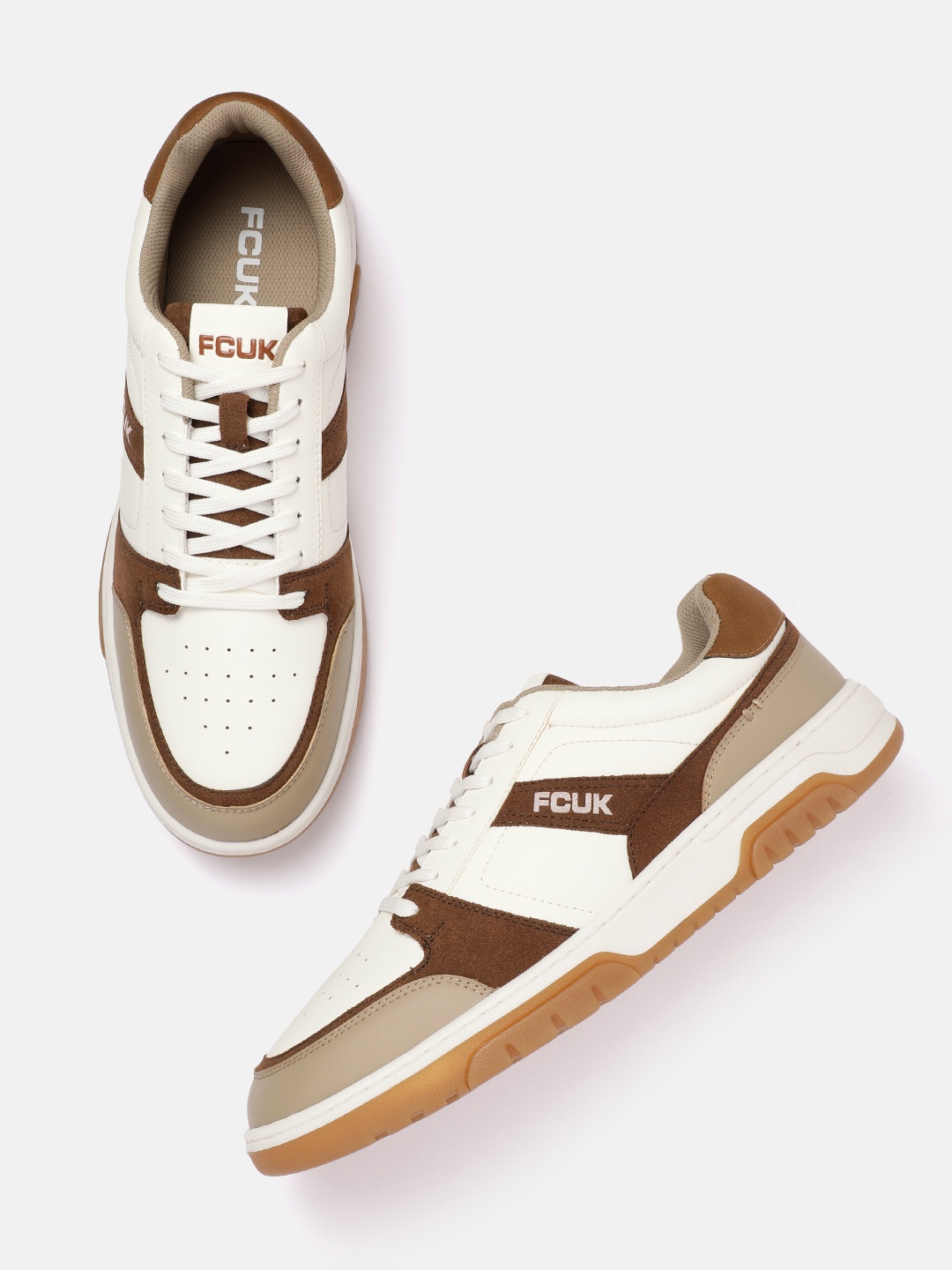 

FCUK Men Colourblocked Sneakers, White