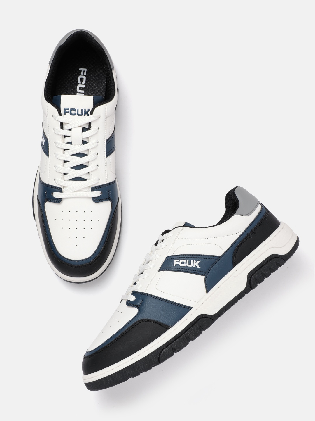 

FCUK Men Colourblocked Sneakers, White