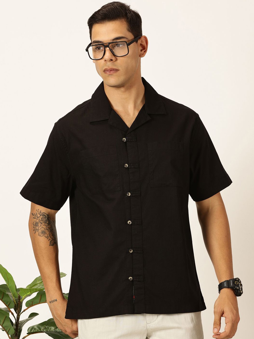 

Thomas Scott Men Premium Opaque Casual Shirt, Black