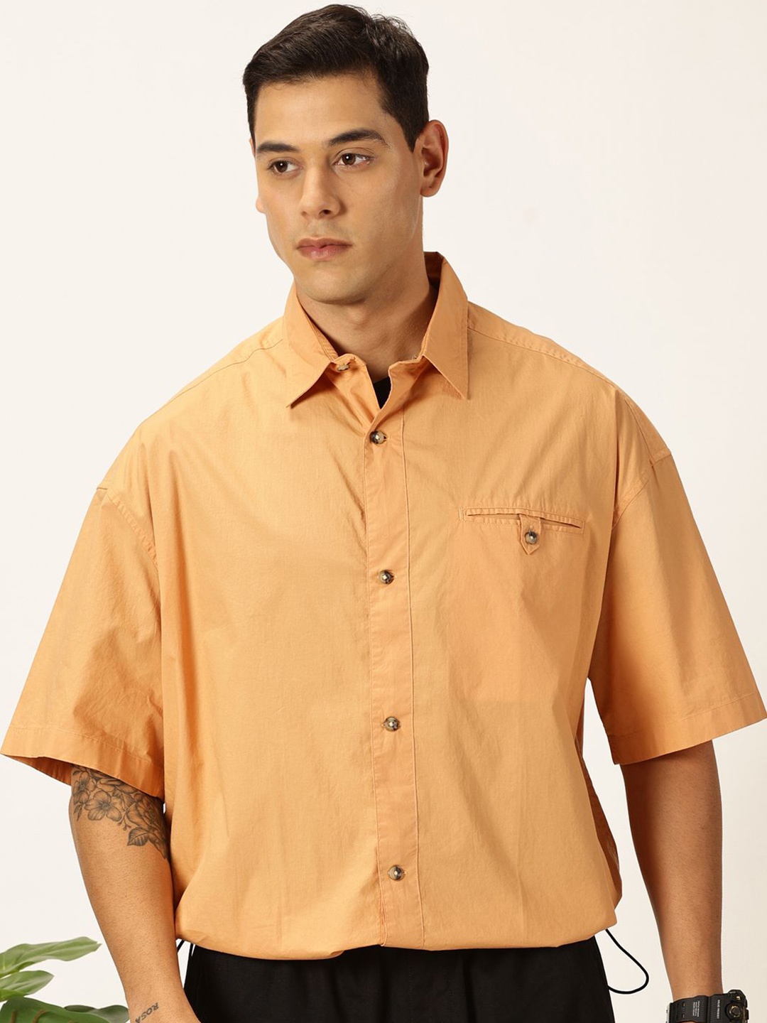 

Thomas Scott Men Premium Opaque Cotton Casual Shirt, Orange