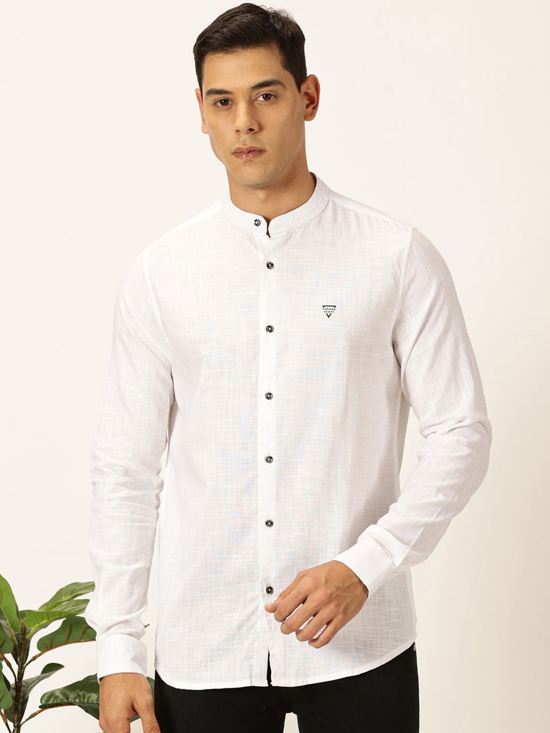 

Thomas Scott Men Premium Slim Fit Opaque Casual Shirt, White